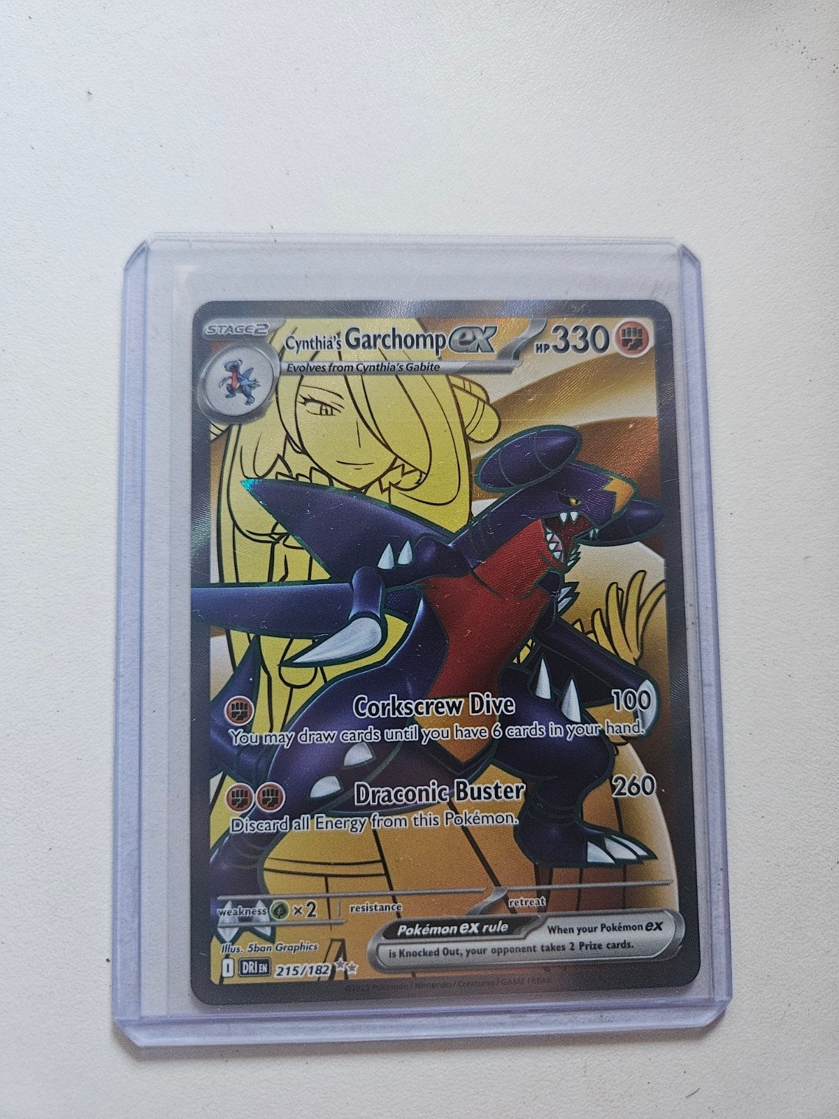 Cynthia's Garchomp EX 215/182 - Pokémon Destined Rivals, Ophalen of Verzenden, Nieuw, Losse kaart