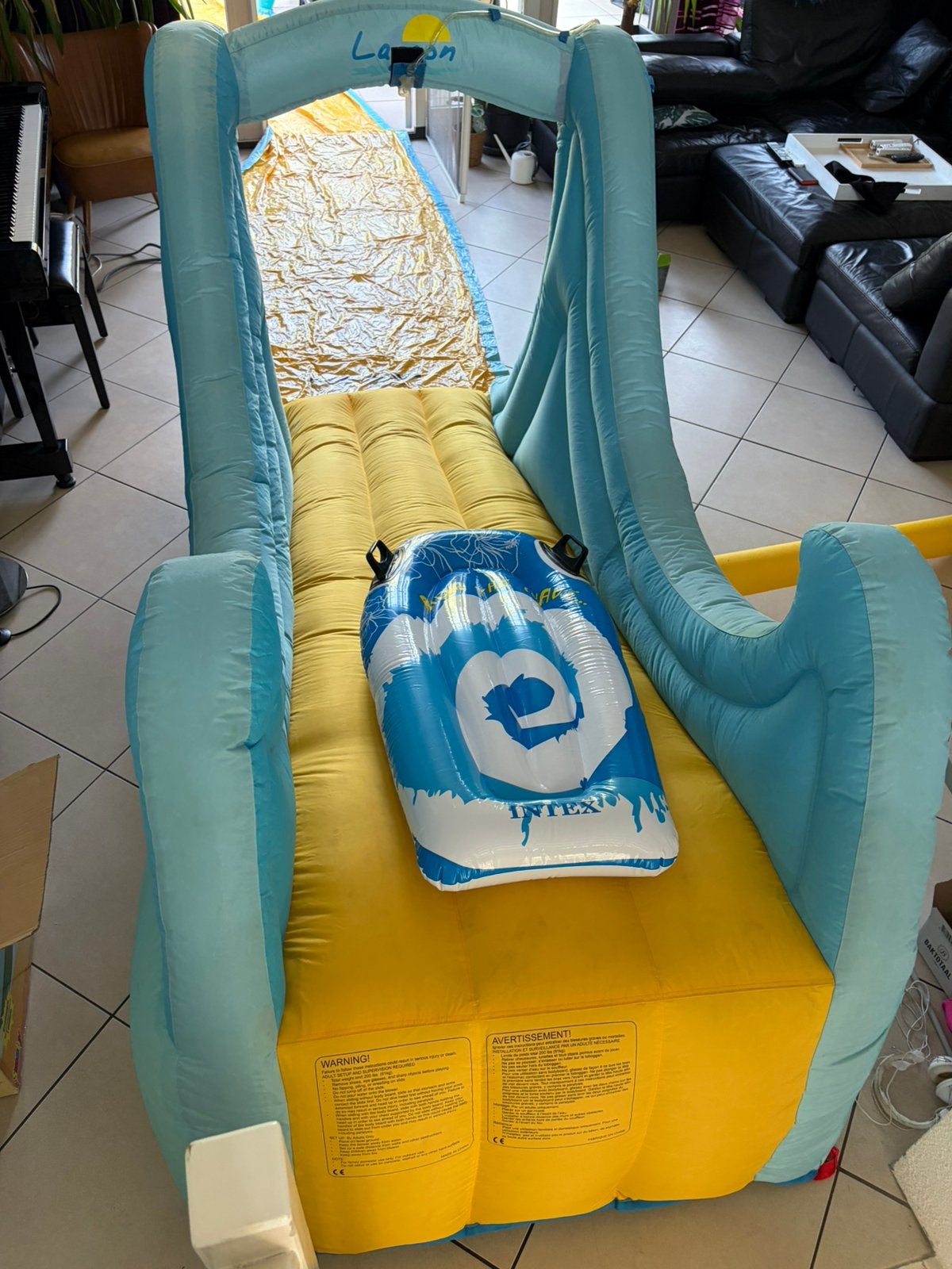 Opblaasbare waterglijbaan, Ophalen, Gebruikt