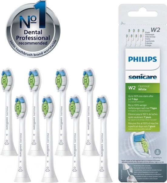 Philips Sonicare W2 Optimal White - Opzetborstels - 8 stuks, Ophalen, Nieuw, Mondverzorging