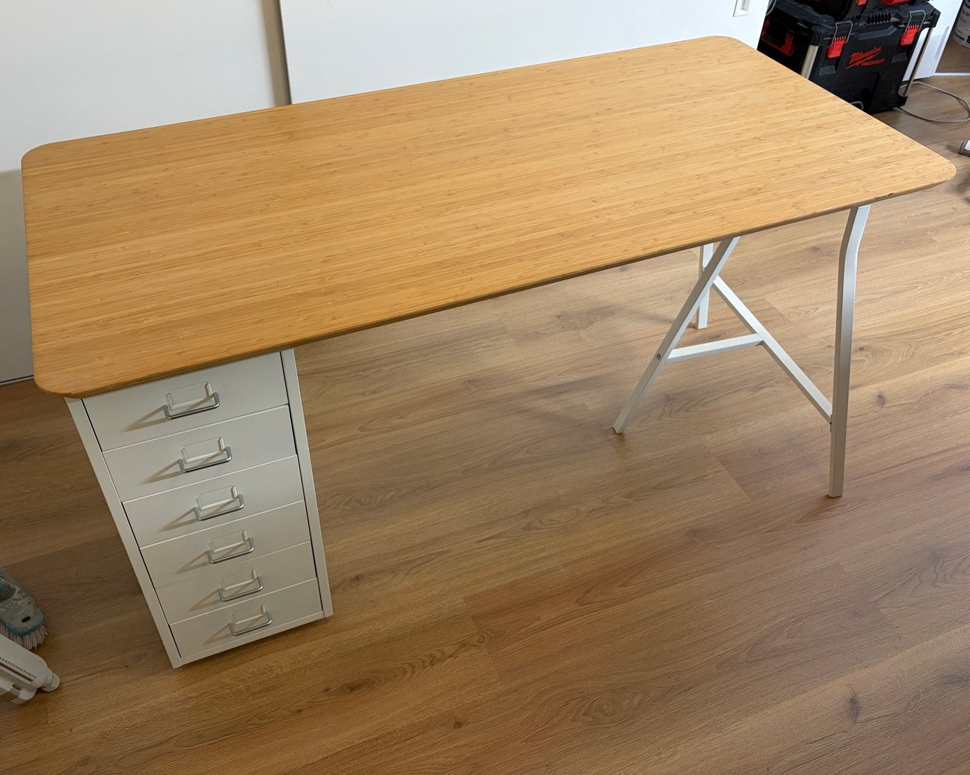 IKEA ANFALLARE + HELMER Bureau 140x65, Ophalen, Gebruikt, Bruin, IKEA