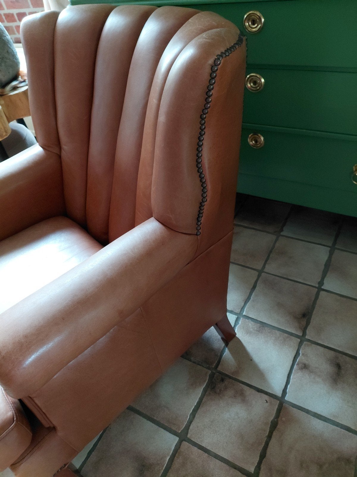 te koop 2 leren fauteuils, Ophalen, Minder dan 75 cm, 50 tot 75 cm
