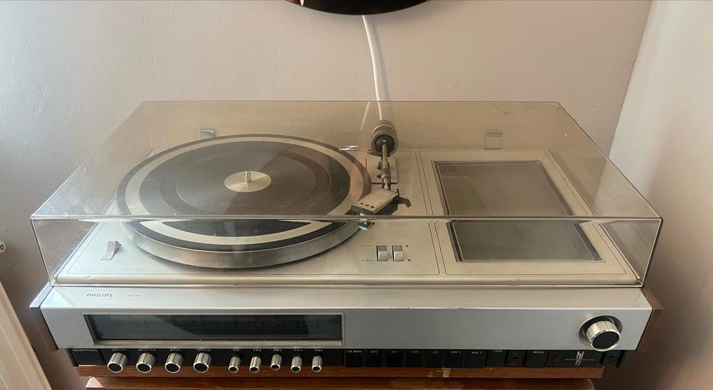 Philips 802 platenspeler - Goed werkend, kleine beschadiging, Ophalen, Gebruikt, Platenspeler, Philips