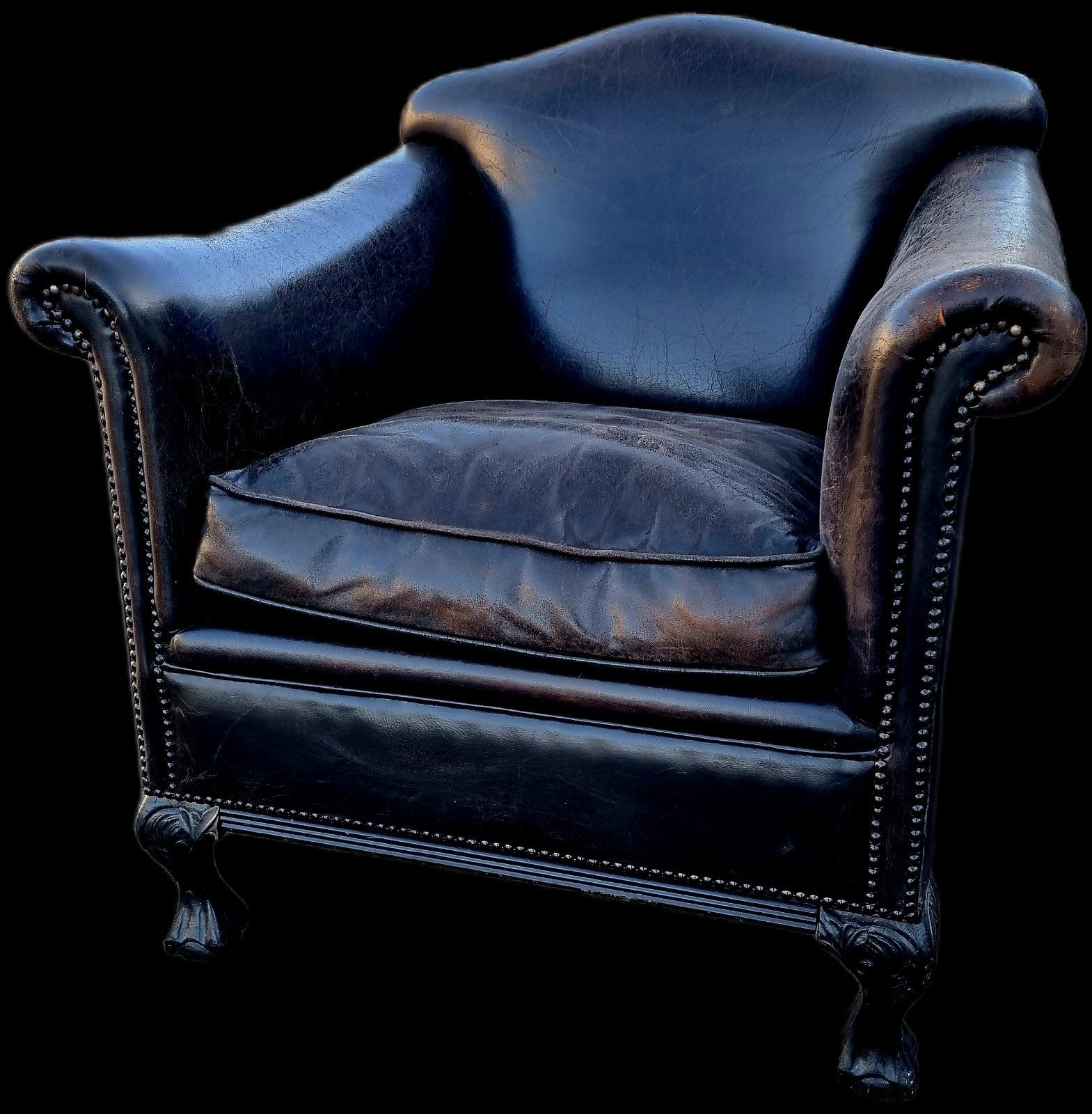 Schapenleren fauteuil zwart + BEZORGING GRATIS, Gebruikt, ., Klassiek, Ophalen of Verzenden