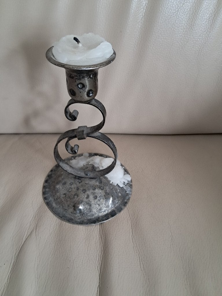 vintage metalen kandelaar, Verzenden, Gebruikt, Metaal, Kandelaar
