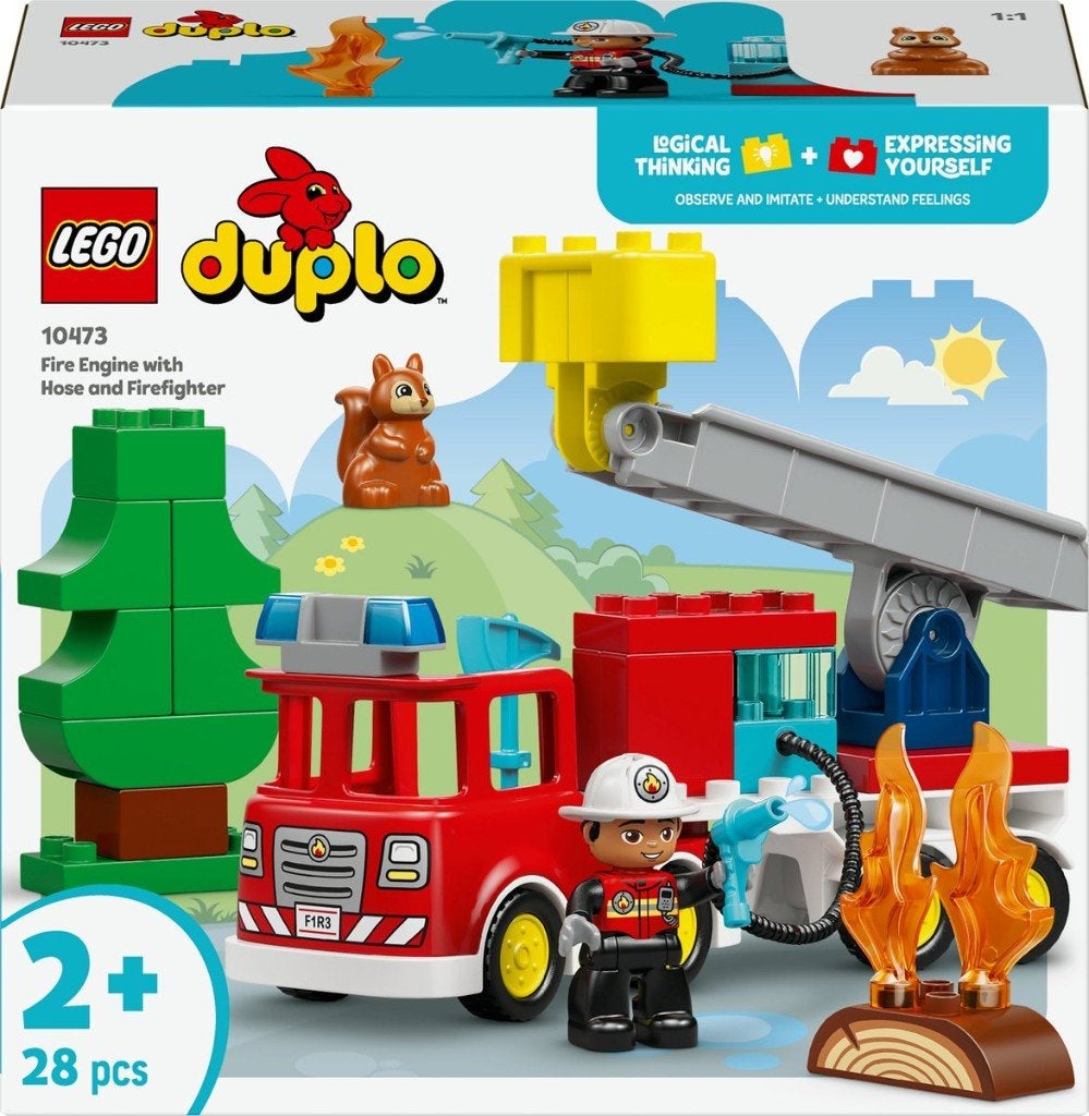 Lego Duplo, Brandweertruck met slang en brandweerman 10473, Nieuw, Duplo, Complete set, Compleet