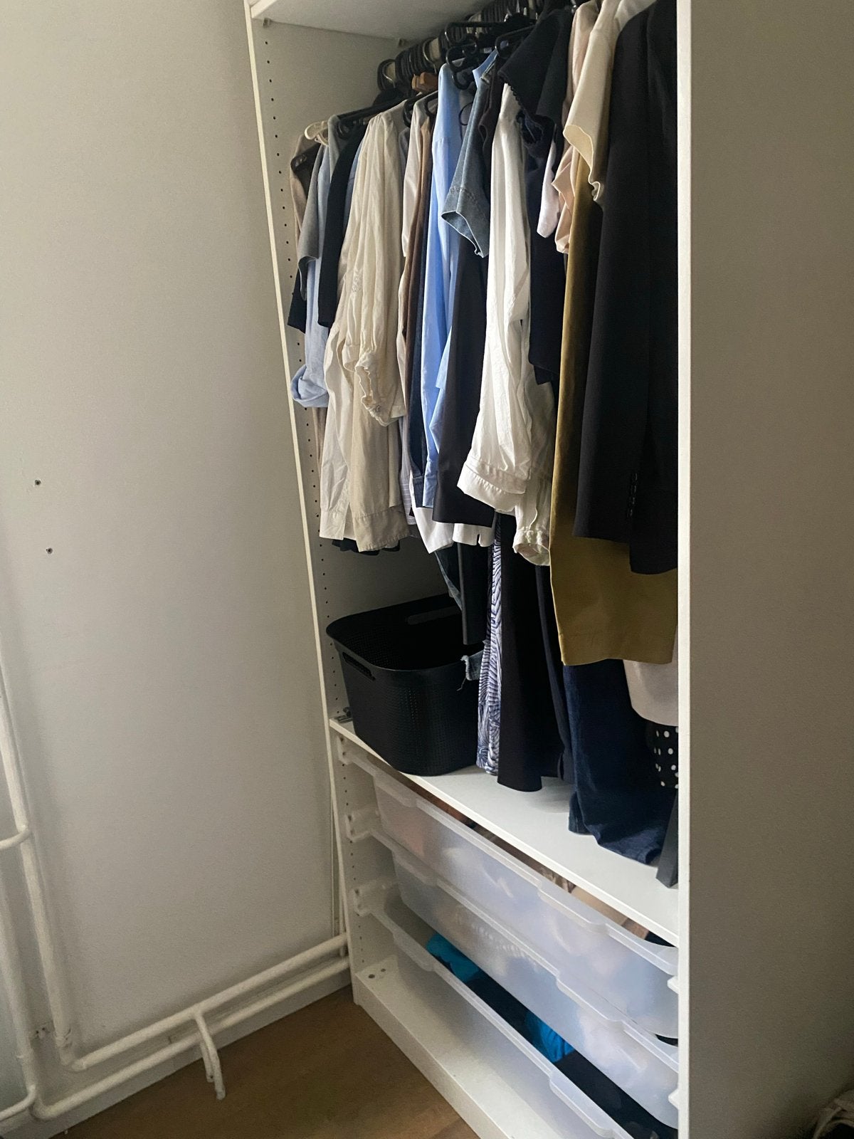 IKEA PAX Kledingkast zonder deuren - Wit, flexibele indeling, Ophalen, Kunststof, Gebruikt, 200 cm of meer