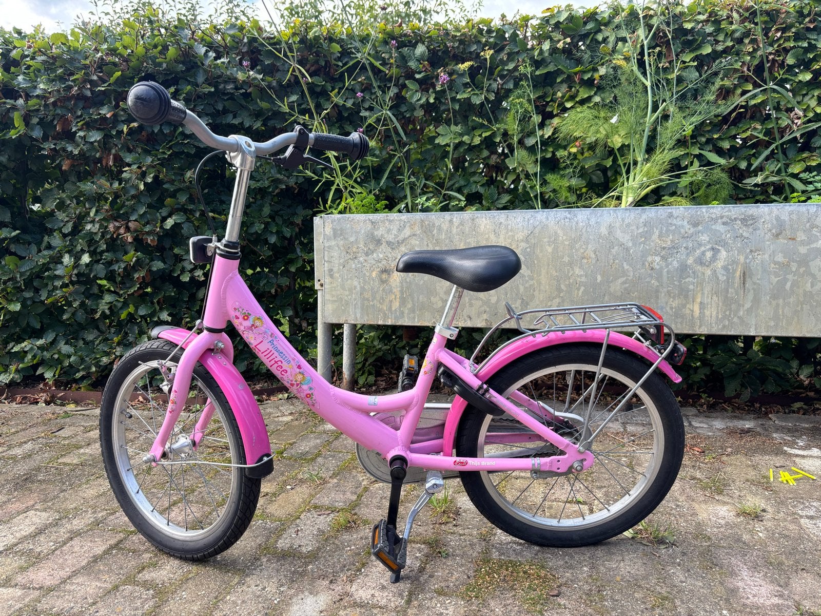 Roze kinderfiets 18 inch - Prinsessin Lillifee, Ophalen, Gebruikt, Terugtraprem, 16 tot 20 inch