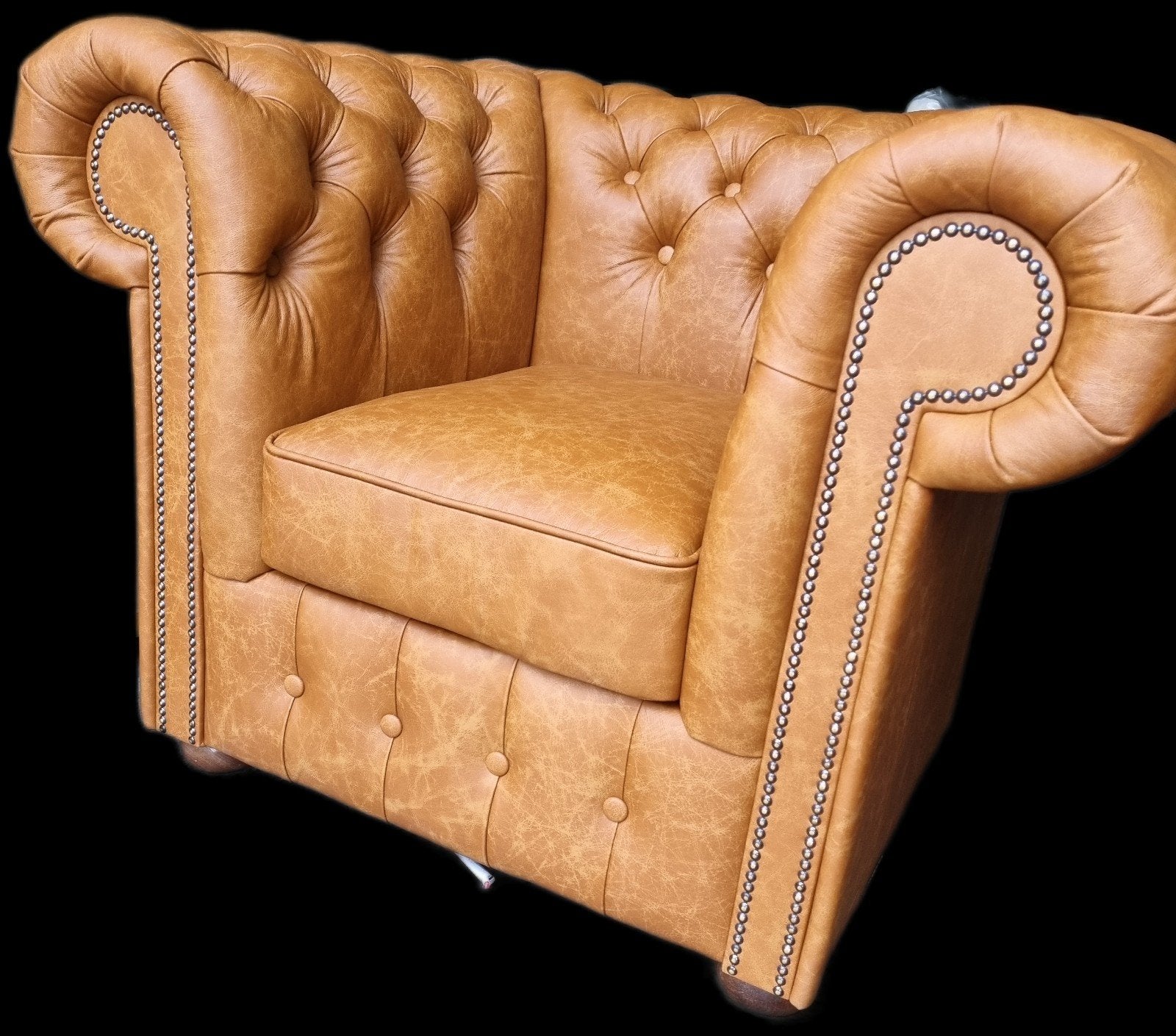 Showroommodel Chesterfield fauteuil licht bruin + BEZORGING, ., Nieuw, Ophalen of Verzenden, .