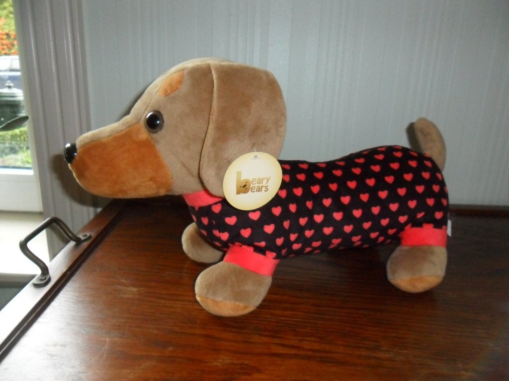 Teckel knuffel met hartjes pyama, Overige merken, Zo goed als nieuw, Middelgroot (20 tot 80 cm), Hond