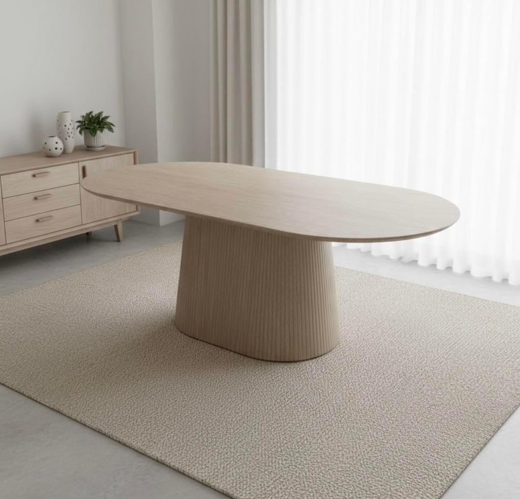 Travertine eettafel 180cm nu €595, Huis en Inrichting, Tafels | Salontafels, Overige materialen, Nieuw, 150 tot 200 cm, Ovaal
