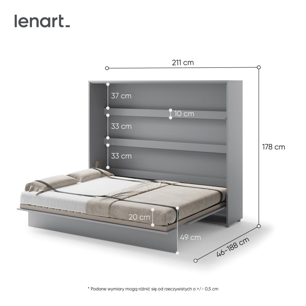 Concept opklapbed horizontaal - 160x200 - Grijs, Niet ingevuld, Niet ingevuld, Niet ingevuld