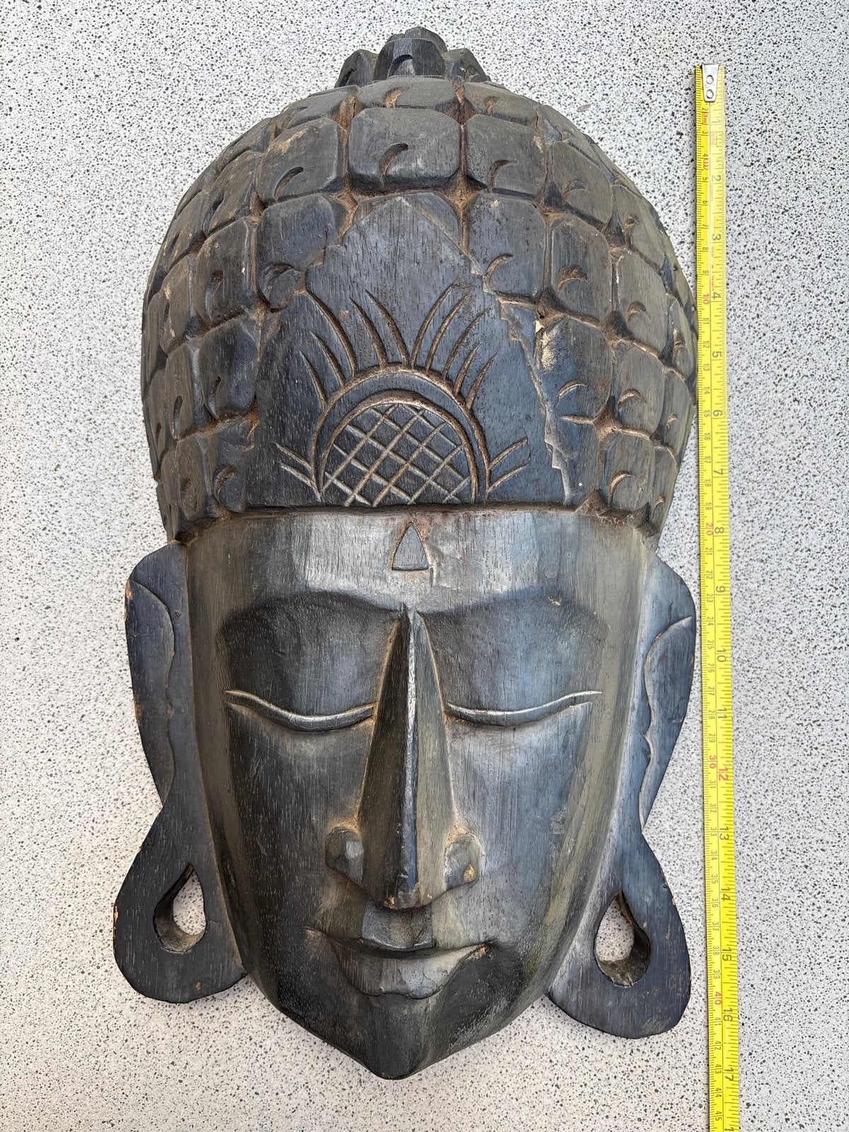 Houten Boeddha Masker - Handgesneden Wanddecoratie, Handgemaakt, Hout, Klassiek, Azië