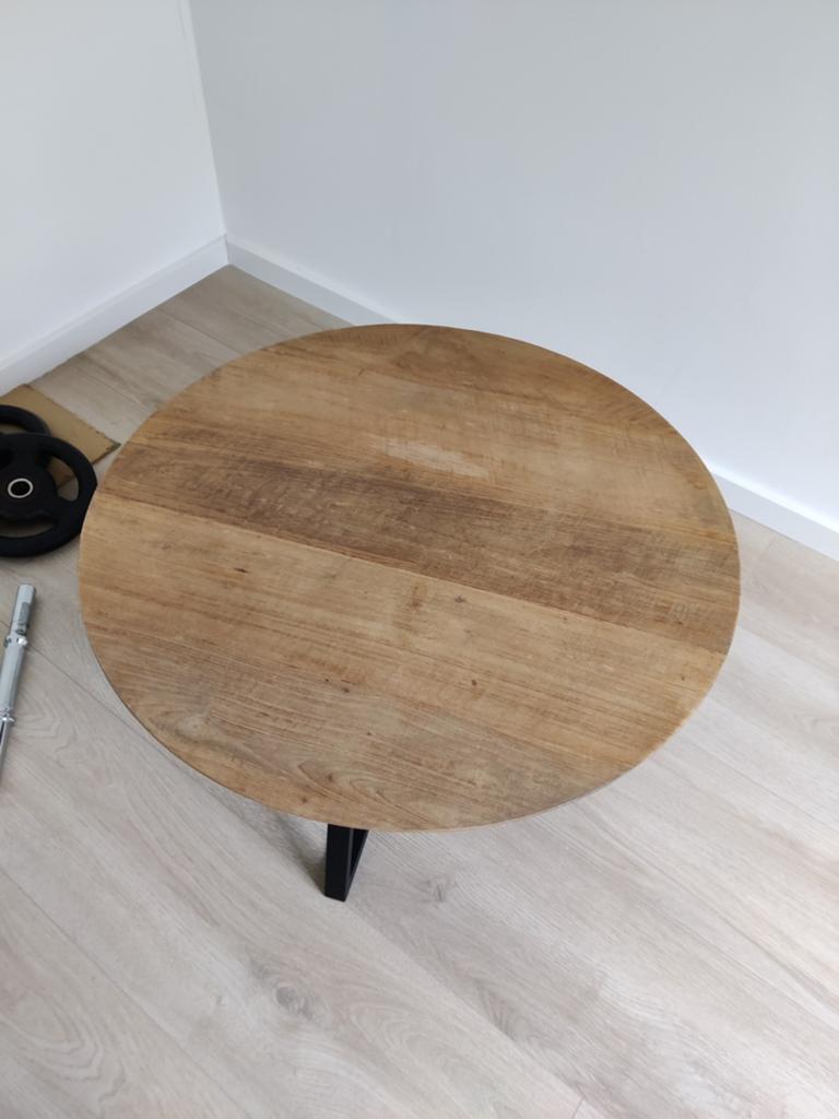 Mangohouten salon tafel Piet Klerkx, 100 tot 150 cm, Zo goed als nieuw, Minder dan 50 cm, Rechthoekig