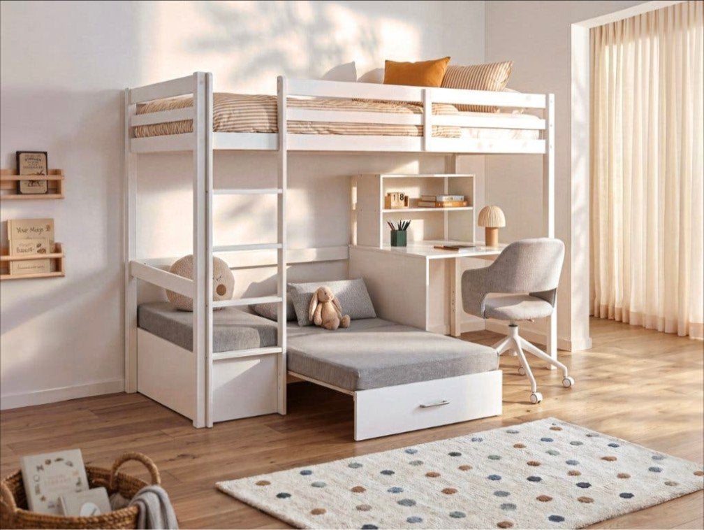 Vente-unique Hoogslaper GOLIATH met uitschuifbaar logeerbed, Gebruikt, Eenpersoons, Ophalen of Verzenden, 200 cm