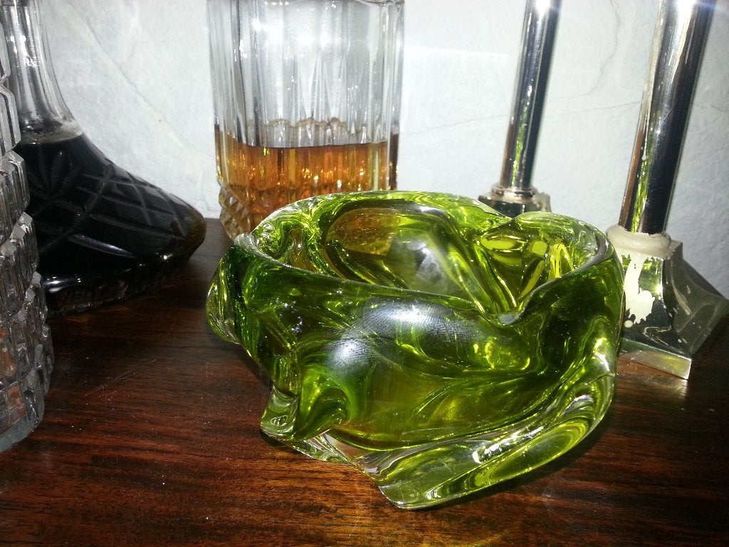 Zeer mooie geel/groene bowl/asbak Josef Hospodka Chribska, Ophalen of Verzenden, Huis en Inrichting