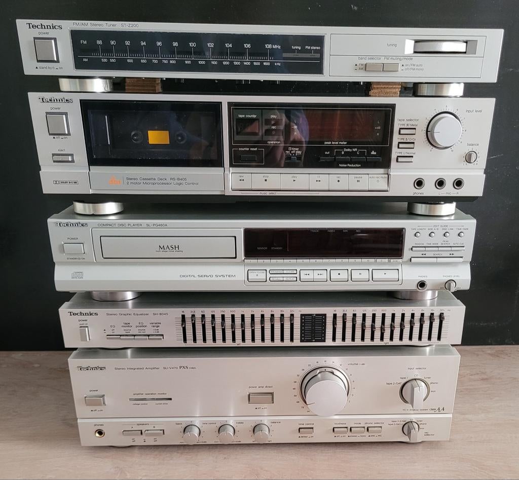 Technics Hifi Stereo Set - Versterker, Tuner, CD-speler, EQ, Gebruikt, Losse componenten, Tuner of Radio, Ophalen
