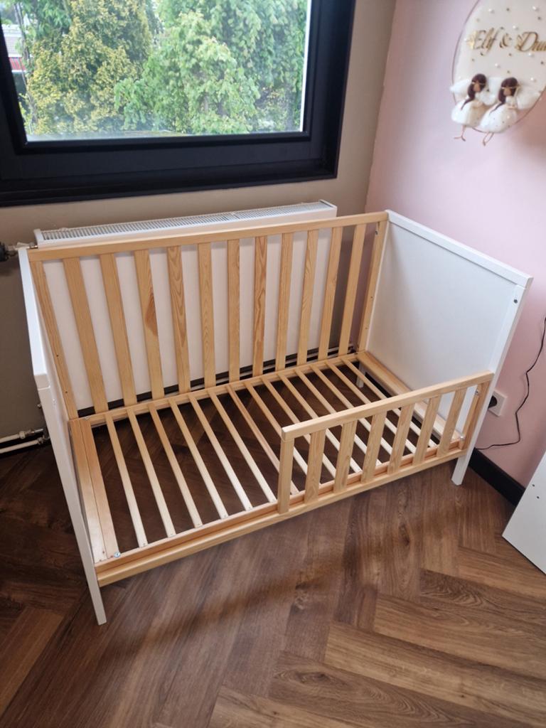 Ledikant meegroei babybed/peuterbed, Gebruikt, 70 tot 85 cm, Lattenbodem, 140 tot 160 cm