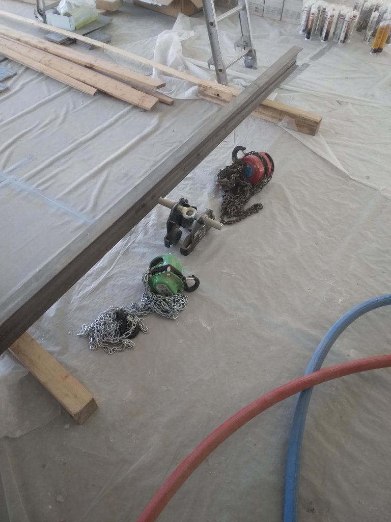 2 Takels plus Loopkat plus stalen balk, Doe-het-zelf en Verbouw, Lieren en Takels, Ophalen, Zo goed als nieuw, Handmatig