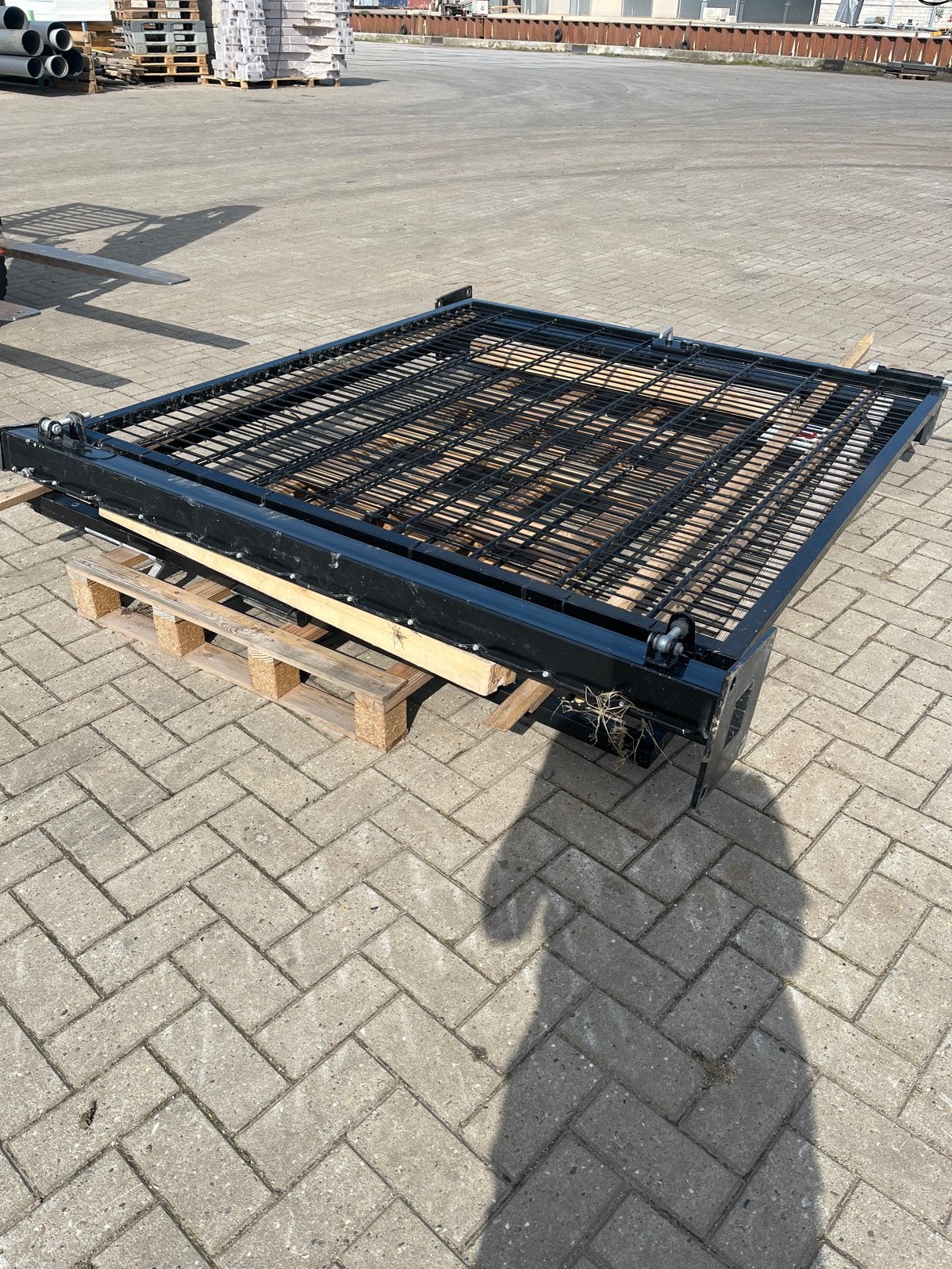 Zwart dubbelstaafmat hekwerk poort 384x180 cm, Ophalen, Met poort, Gebruikt, Dubbelstaafmat hekwerk