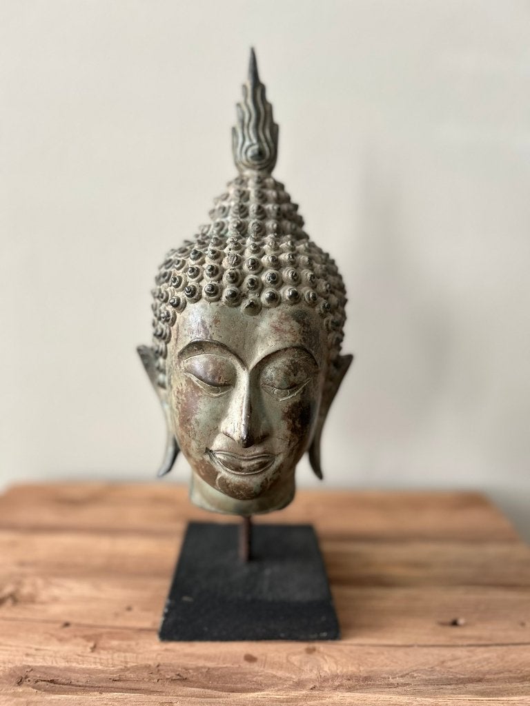 Thailand, Sukhothai, 1950s/1960s, Bronze Buddha Head, Handgemaakt, Ophalen of Verzenden, Brons, 20 - 50 cm