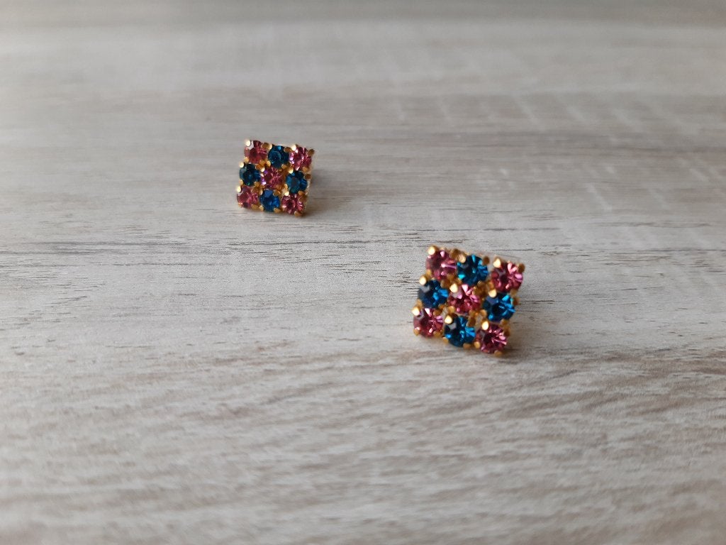 Handgemaakte oorbellen met glitterstenen, Sieraden, Tassen en Uiterlijk, Overige materialen, Overige kleuren, Nieuw, Ophalen of Verzenden