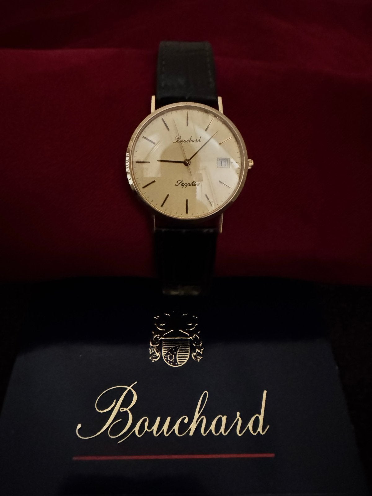 14k, gouden Bouchard Sapphire Crystal horloge, Overige merken, Polshorloge, Goud, 1960 of later