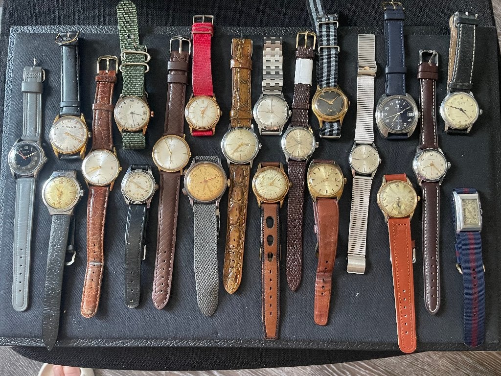 Vintage Pontiac,Junghans, Sandoz, Citizen, Certina,Edox, Lip, Staal, Polshorloge, 1960 of later, Ophalen