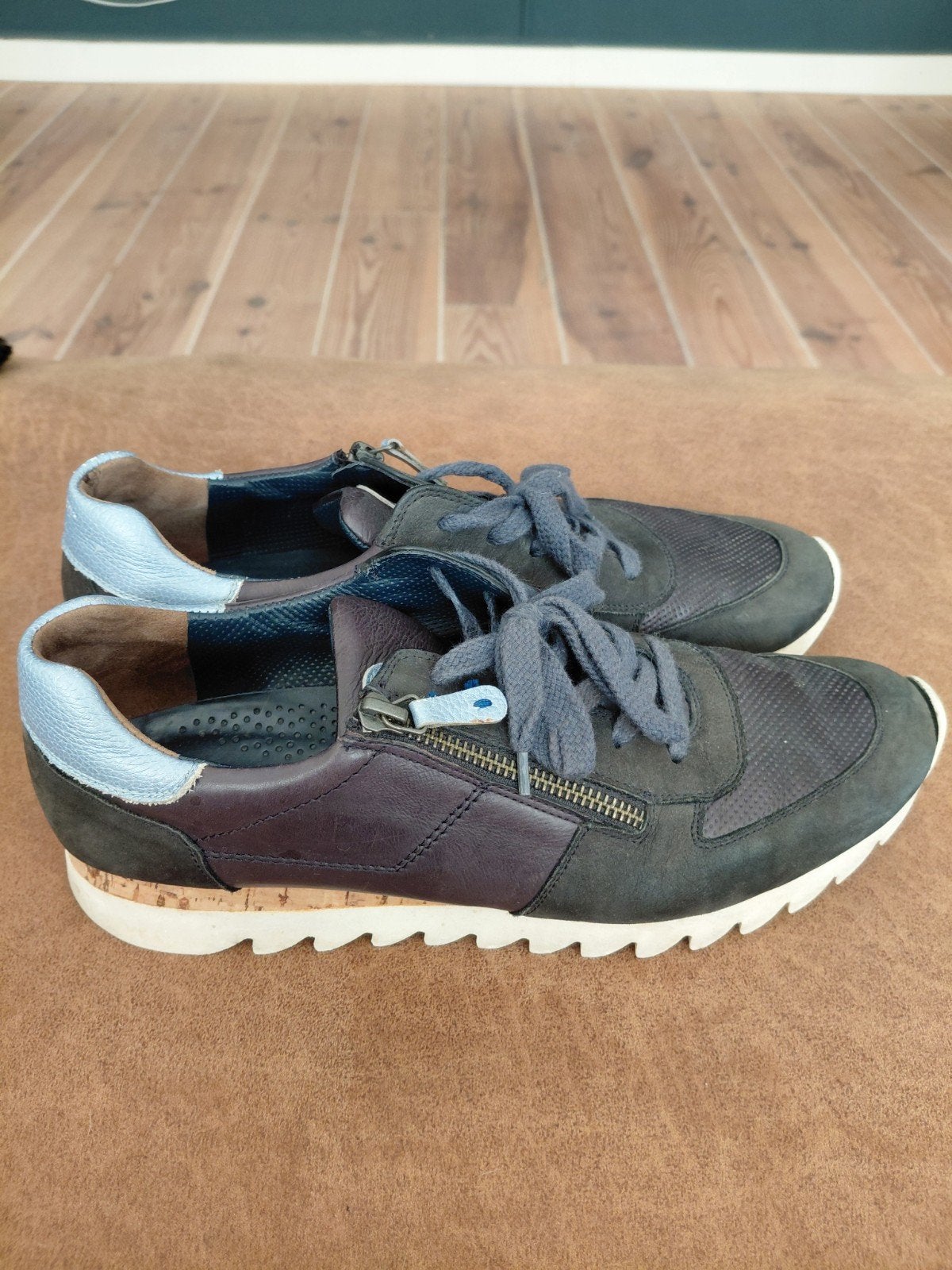 Comfortabele Paul Green Donkerblauwe Leren Sneakers met Rits, Ophalen of Verzenden, Gedragen, Blauw, Sneakers of Gympen