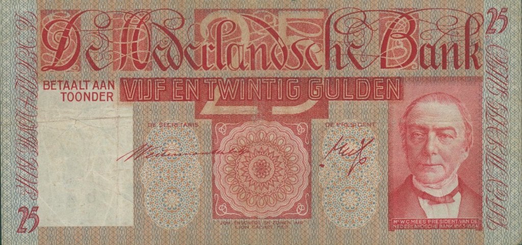 BANKBILJET 1931 : 25 GULDEN MEES CW 034440, Postzegels en Munten, Bankbiljetten | Nederland, Los biljet, 25 gulden, Verzenden