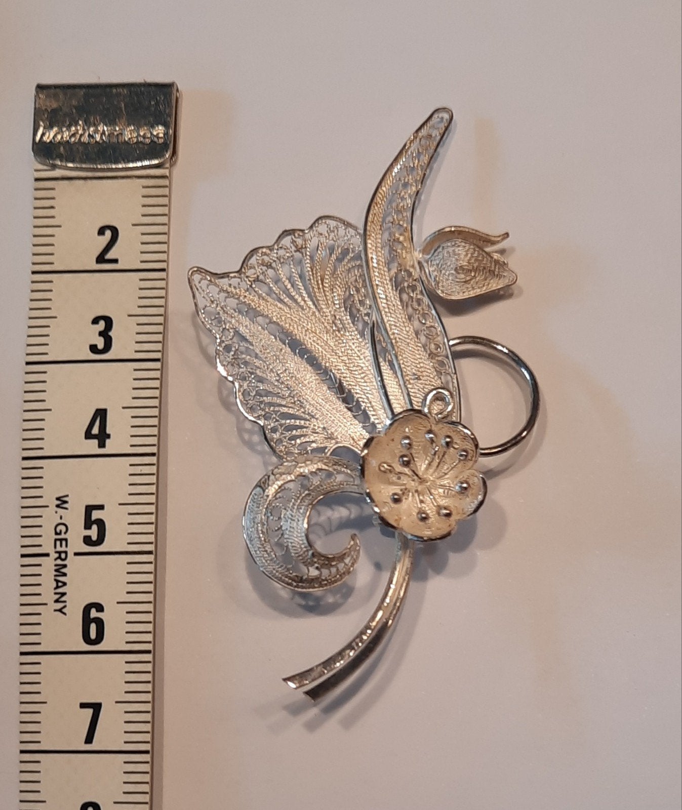 Zilveren broche filigraan zilver keur 925 Indonesië, Ophalen, 4 tot 7 cm, Nieuw, Zilver