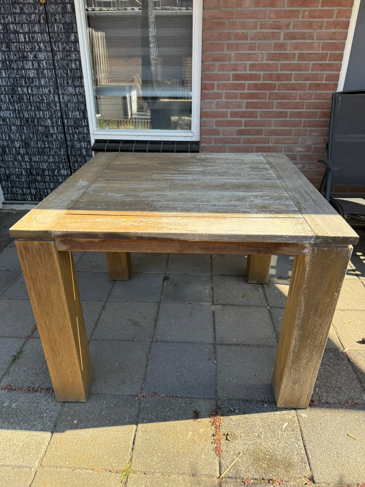 Garden Collections Brighton dining teak tuintafel 100x100, Tuin en Terras, Tuintafels, Ophalen, Gebruikt, Vierkant, Teakhout