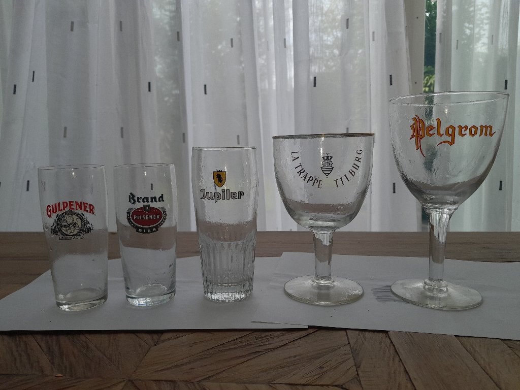 bierglazen Gulpener, Brand, Jupiler, La Trappe en Pelgrom, Ophalen, Zo goed als nieuw, Glas of Glazen, Overige merken