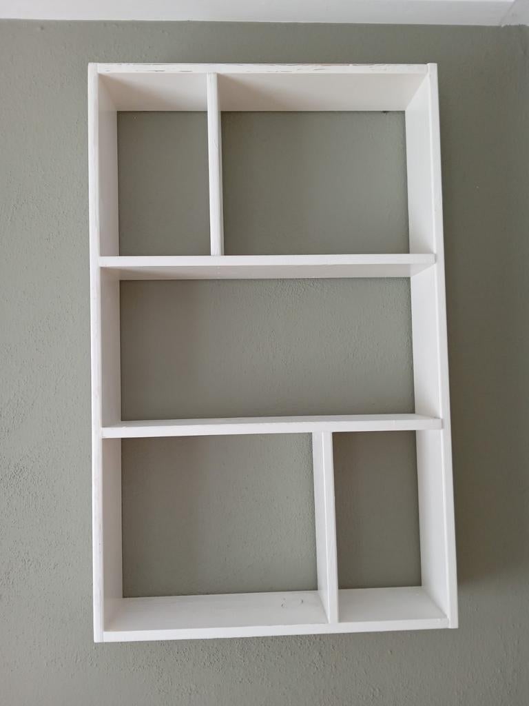 Witte houten letterbak - 50x80x11 cm, Huis en Inrichting, Woonaccessoires | Wandplanken en Boekenplanken, Gebruikt, Ophalen