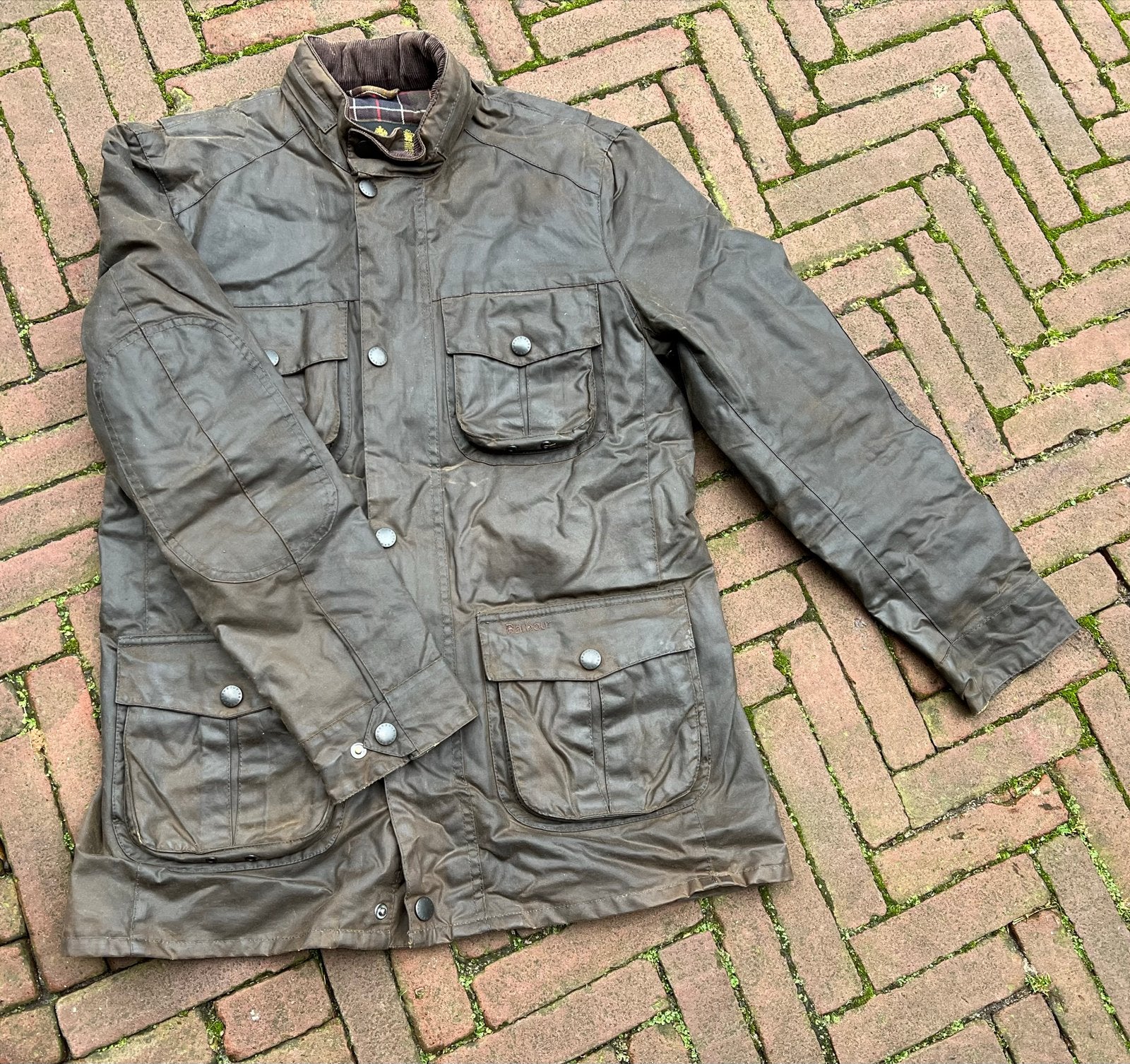 Barbour corbridge waxjas - Bruin (olijfkleurig) - maat M, Ophalen, Zo goed als nieuw, Maat 48/50 (M), Bruin