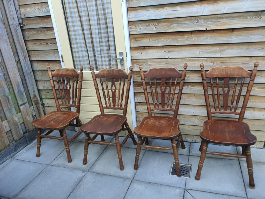 4x antieke eikenhout stoelen, Ophalen