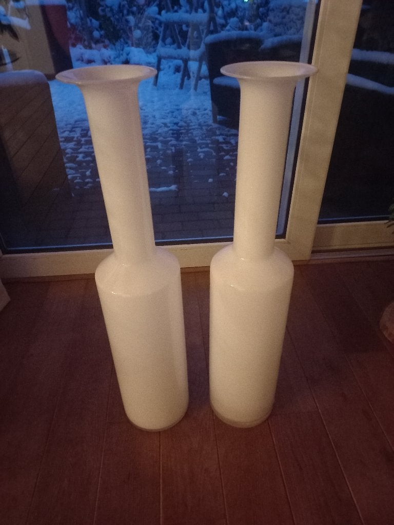 Hoge witte glazen vazen ( 85 cm hoog ), Ophalen, Wit, Glas, 85 cm