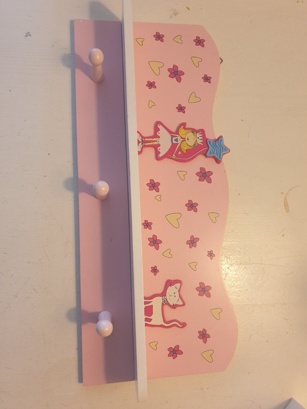 Leuke roze kinderkapstok met prinses en kat, Gebruikt, Ophalen of Verzenden, Minder dan 100 cm, Kinderkapstok