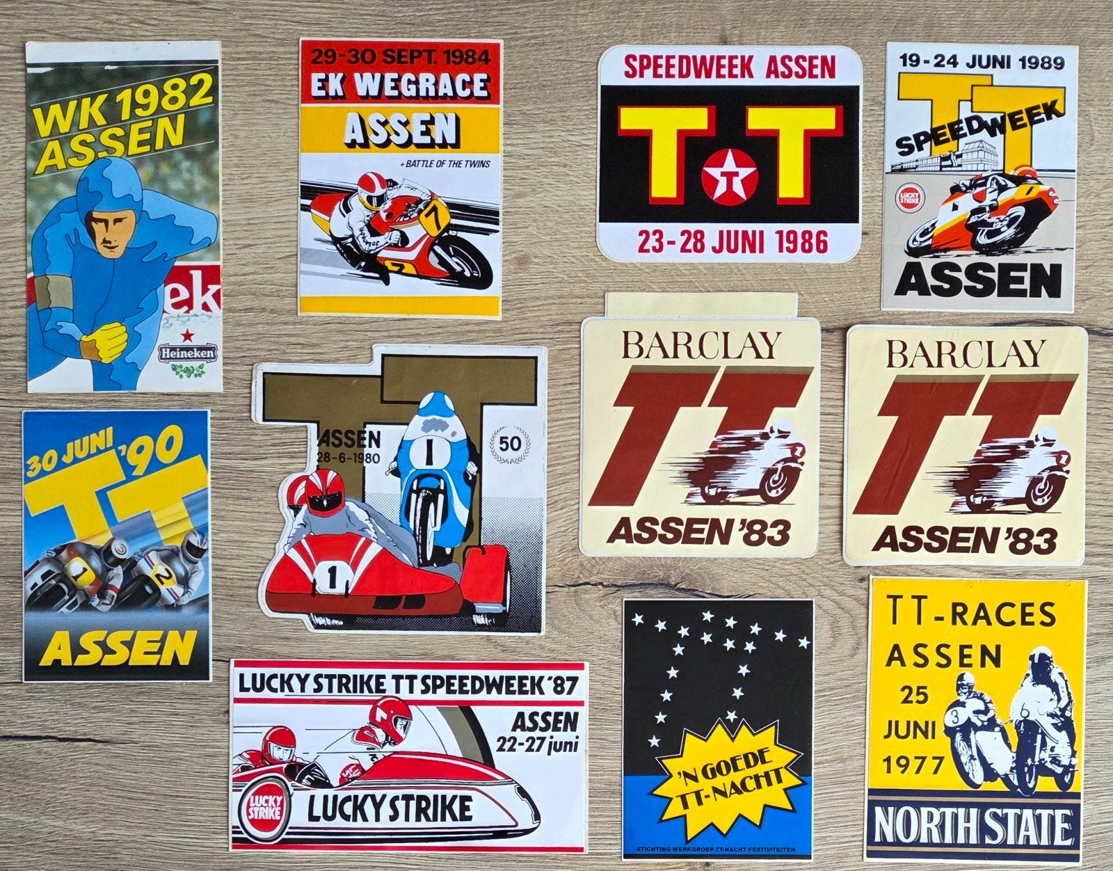TT Assen stickers en 1x WK schaatsen Assen, Verzamelen, Ophalen of Verzenden, Zo goed als nieuw