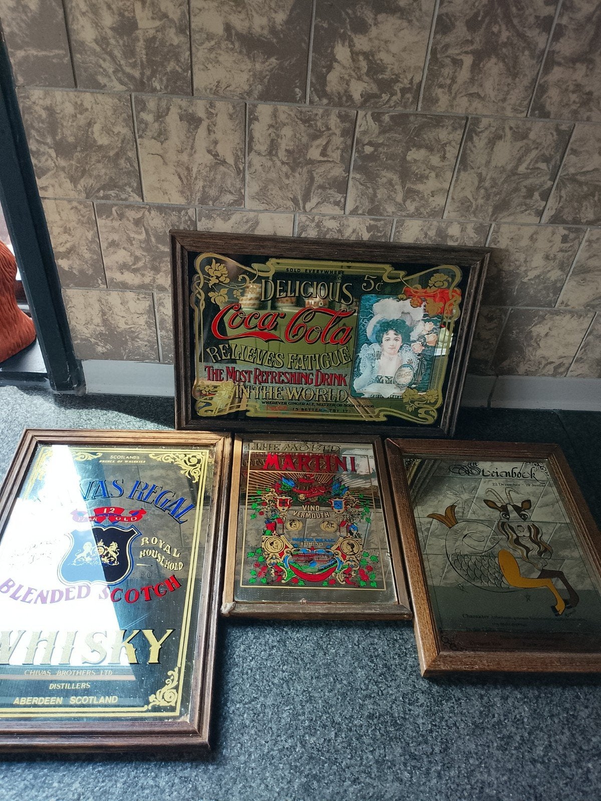 vintage horeca reclame spiegels, Ophalen of Verzenden, Gebruikt