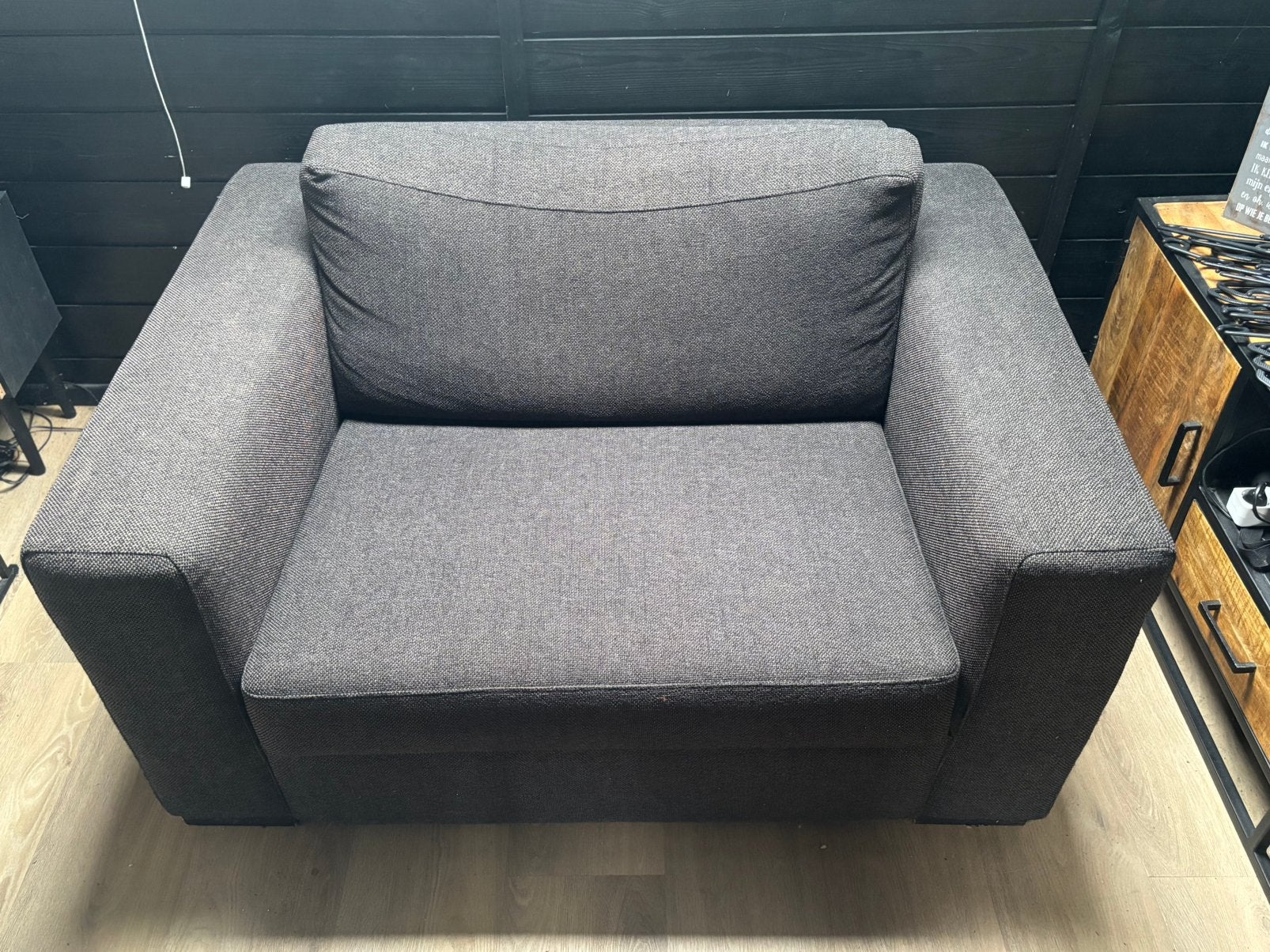 Mooie Loveseat 1,5 zit + hocker, Huis en Inrichting, Ophalen, Zo goed als nieuw, Zwart, 140 cm