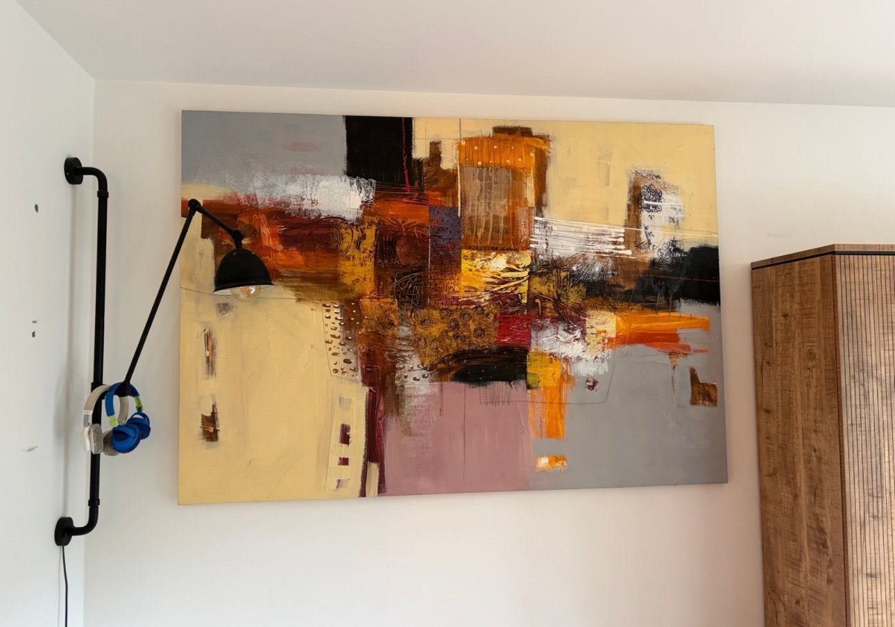 Utrecht: Groot meerkleurig abstract schilderij, Ophalen of Verzenden