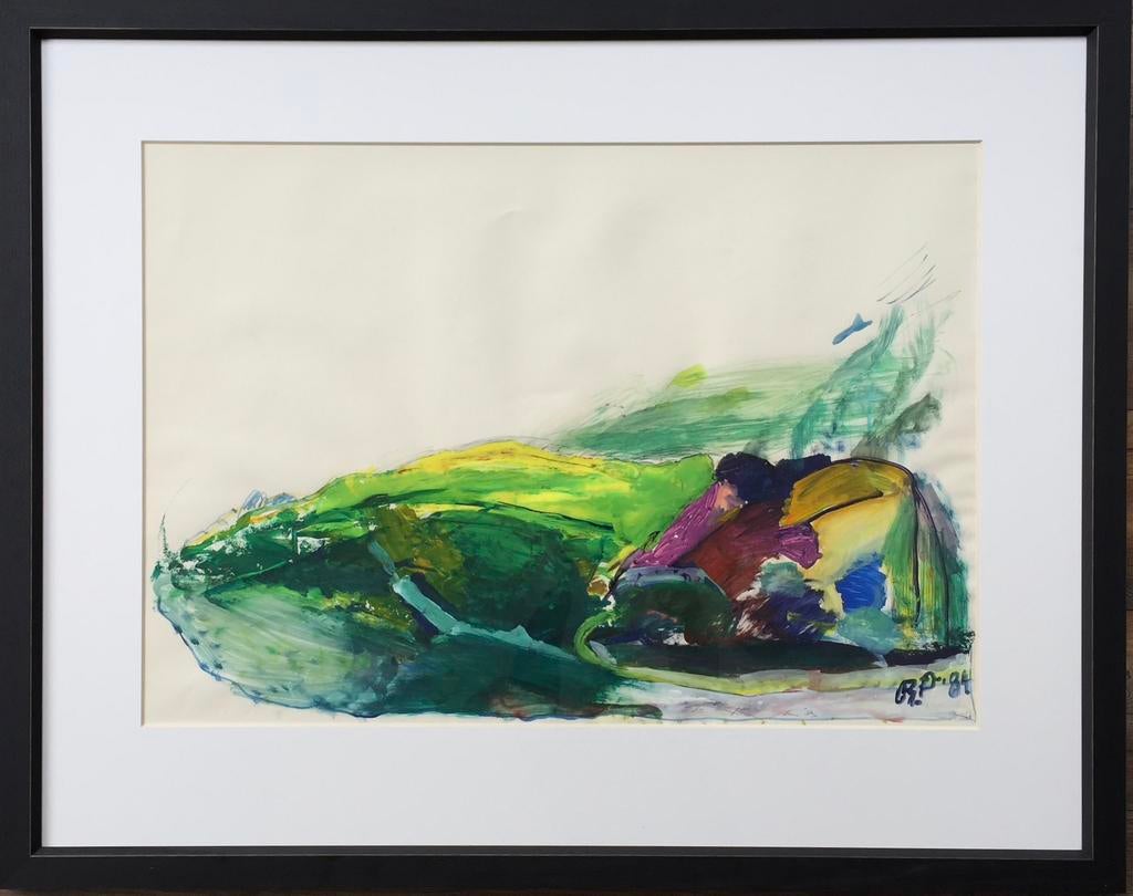 Pieter Defesche, grote wandvullende gouache, ‘Landschap’, Ophalen