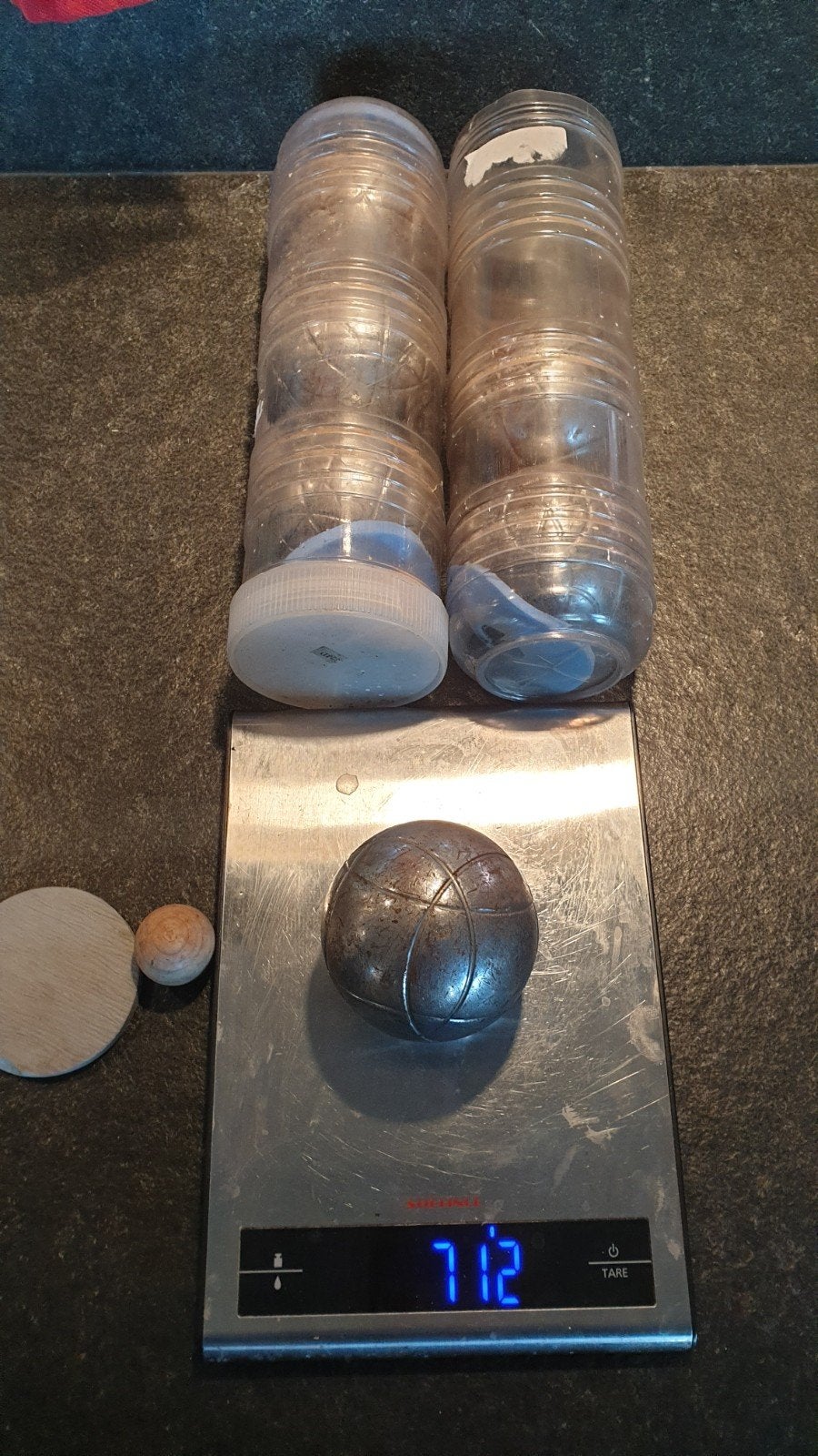 Petanque ballen set vintage en but, Ophalen of Verzenden, Gebruikt
