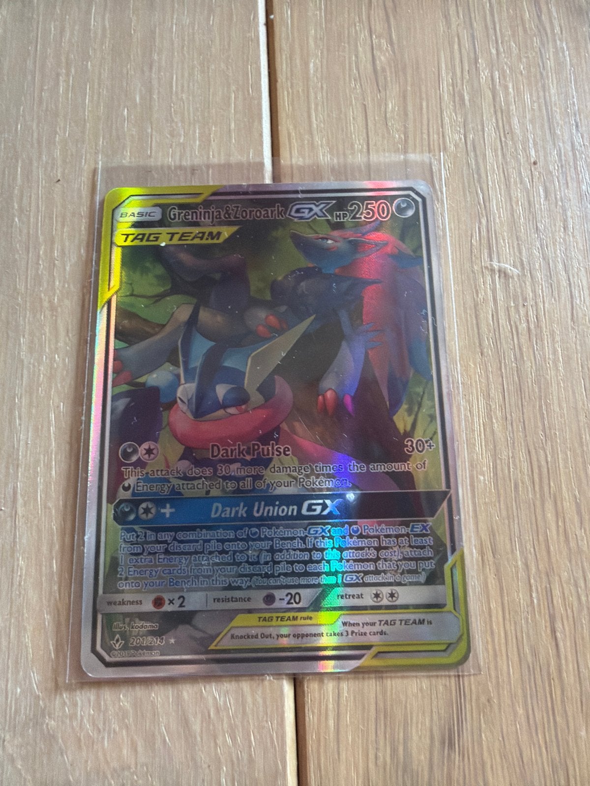 Pokémon TCG: Greninja & Zoroark GX TAG TEAM (201/213), Ophalen, Zo goed als nieuw, Losse kaart, Foil