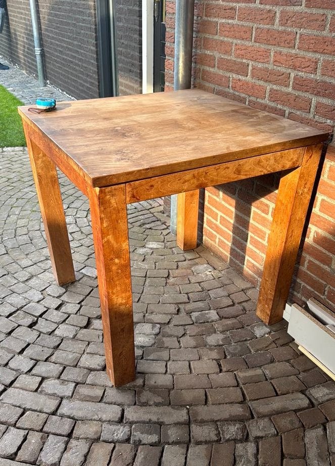 Teak tafel 80/80, Ophalen of Verzenden, Gebruikt