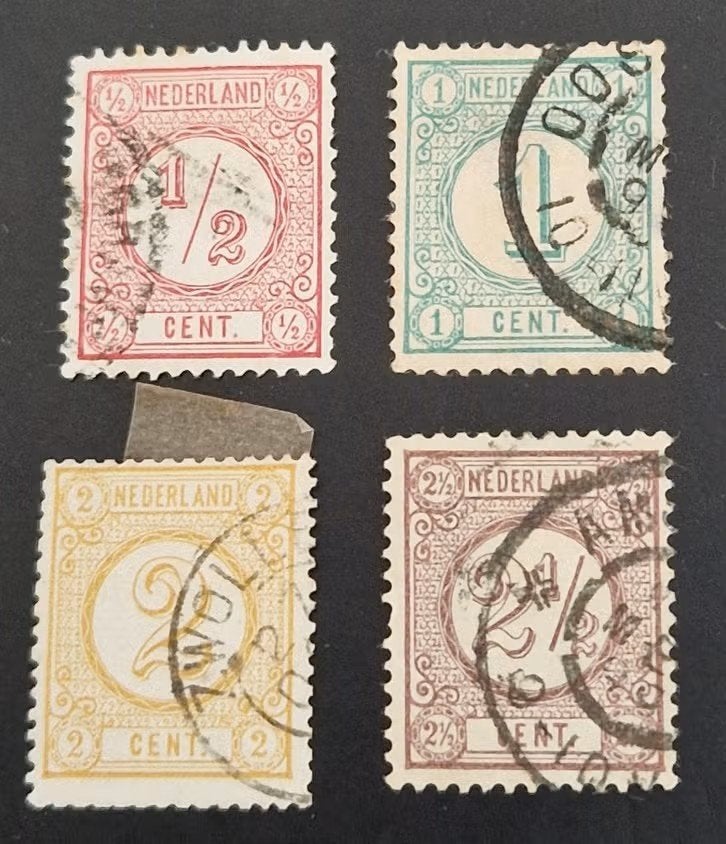 Nederland 1876 - nvph 30-33 - Cijferzegels, Postzegels en Munten, Ophalen of Verzenden, T/m 1940, Gestempeld
