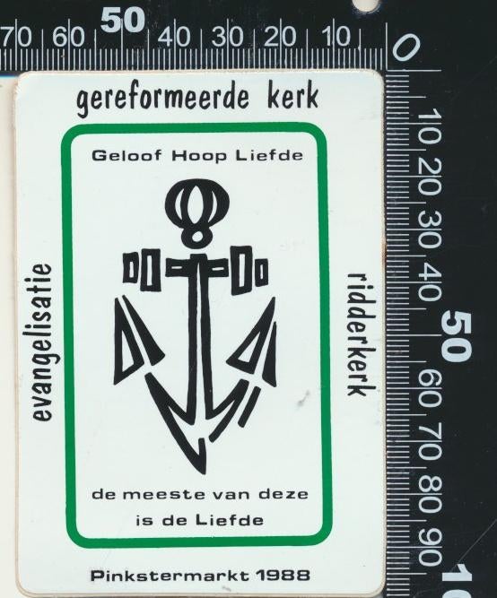 Sticker: Evengelisatie Gerformeerde Kerk Ridderkerk - 1988, Verzamelen, Stickers, Ophalen of Verzenden, Zo goed als nieuw, Bedrijf of Vereniging