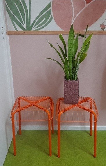 2 Oranje IKEA Västerön krukjes draadstaal, Huis en Inrichting, Ophalen, Gebruikt, Staal