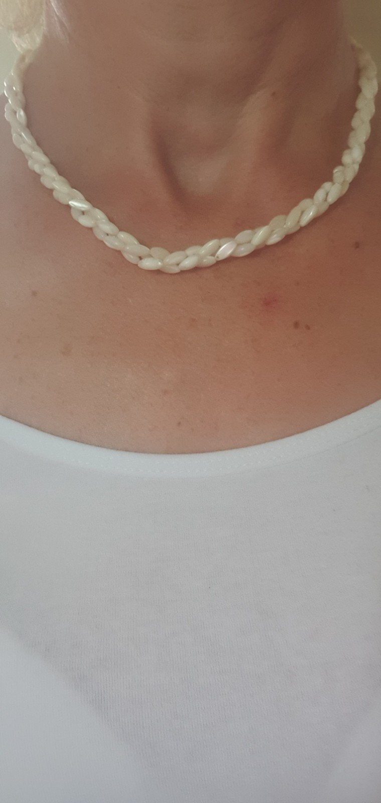 Parelmoer rijstkorrels ketting, Ophalen of Verzenden