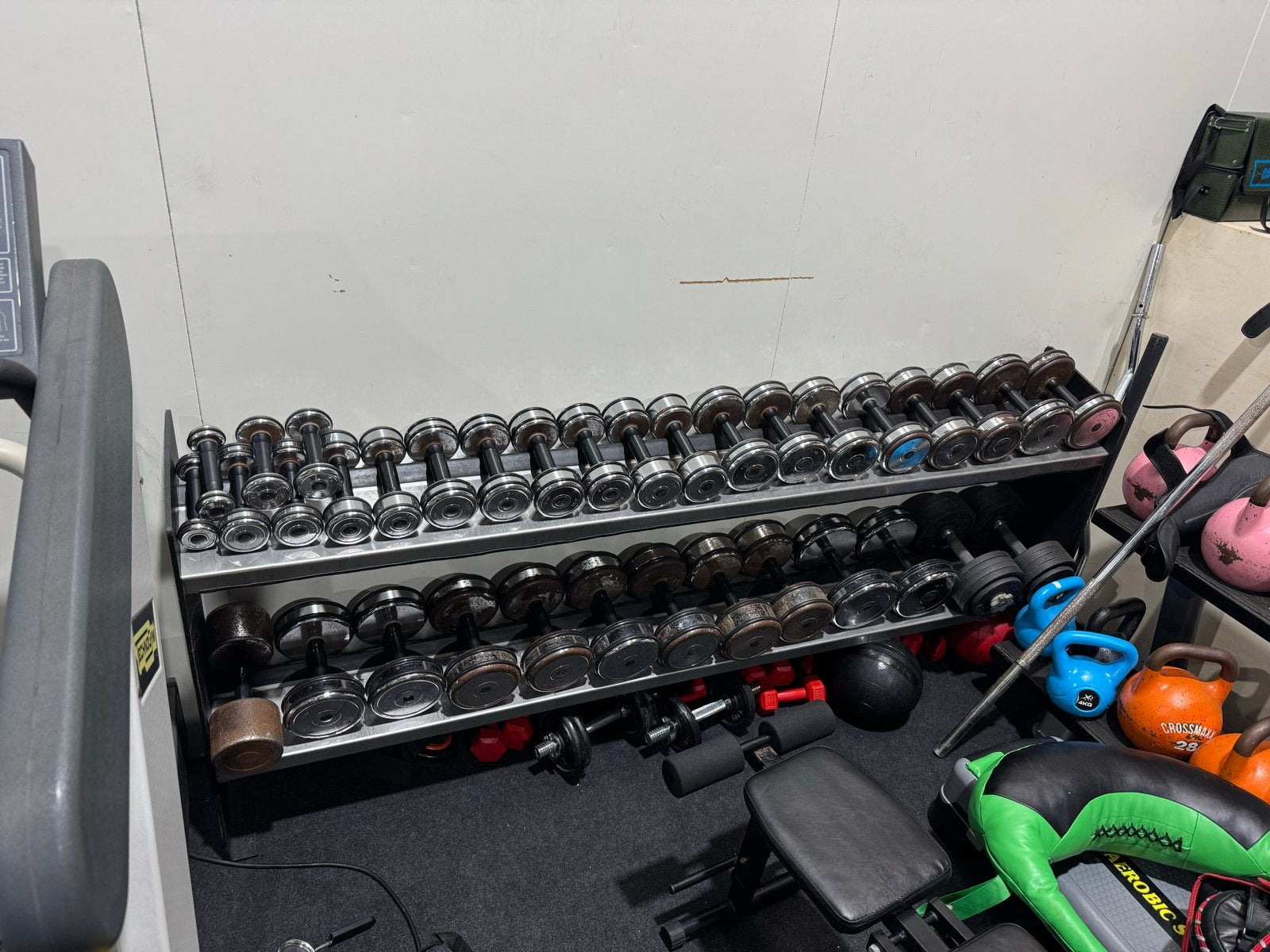 Chrome Dumbbells met Rek - 1 tm 22kg, Ophalen, Gebruikt, Armen, Halterset